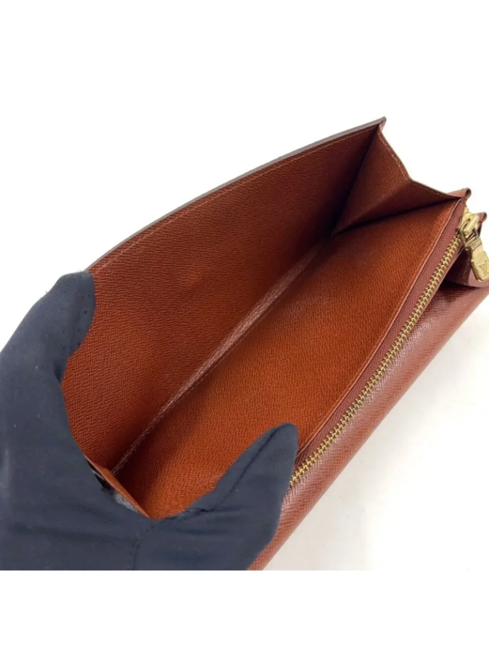 Louis Vuitton Portefeuille Cles Monogram Leather Brown Wallet Gold